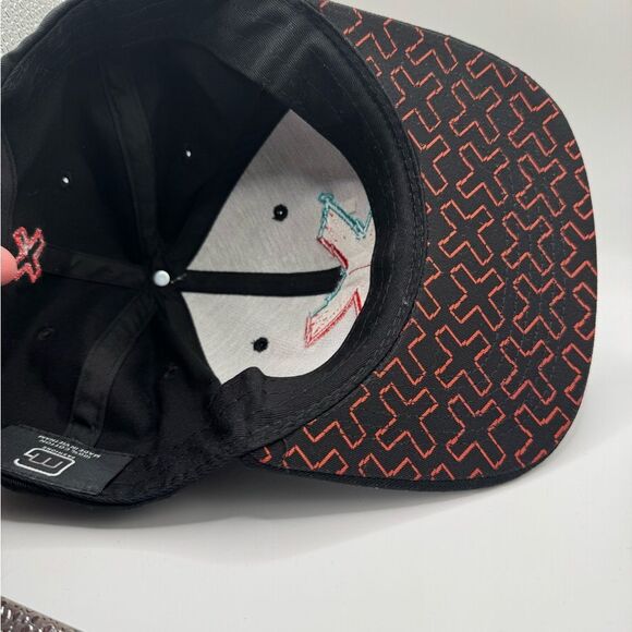 Black Hat with Red and Blue X Design - Picture 4 of 5